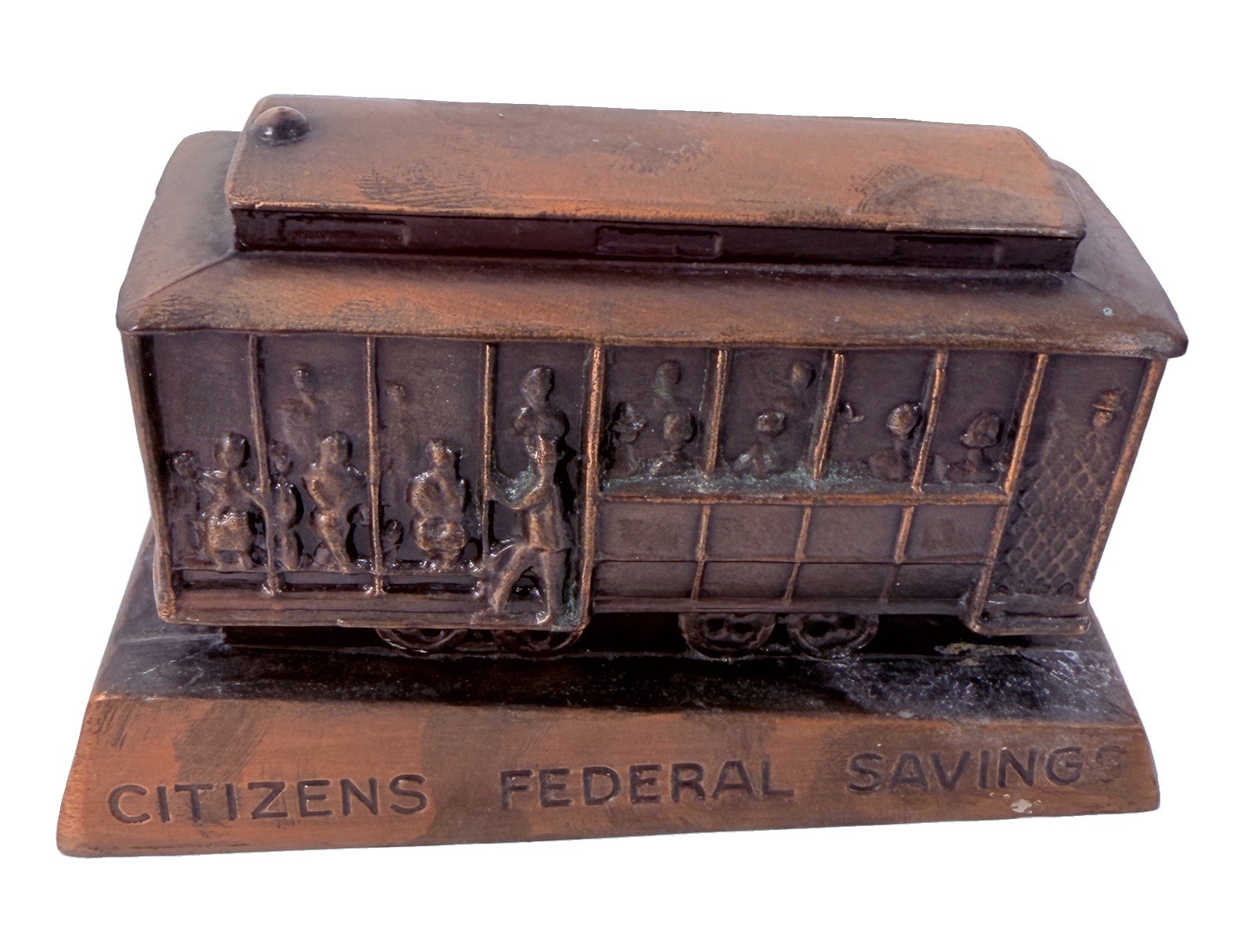Vintage CITIZENS FEDERAL SAVINGS BANK San Fran Trolly Cable Car Banthrico No Key