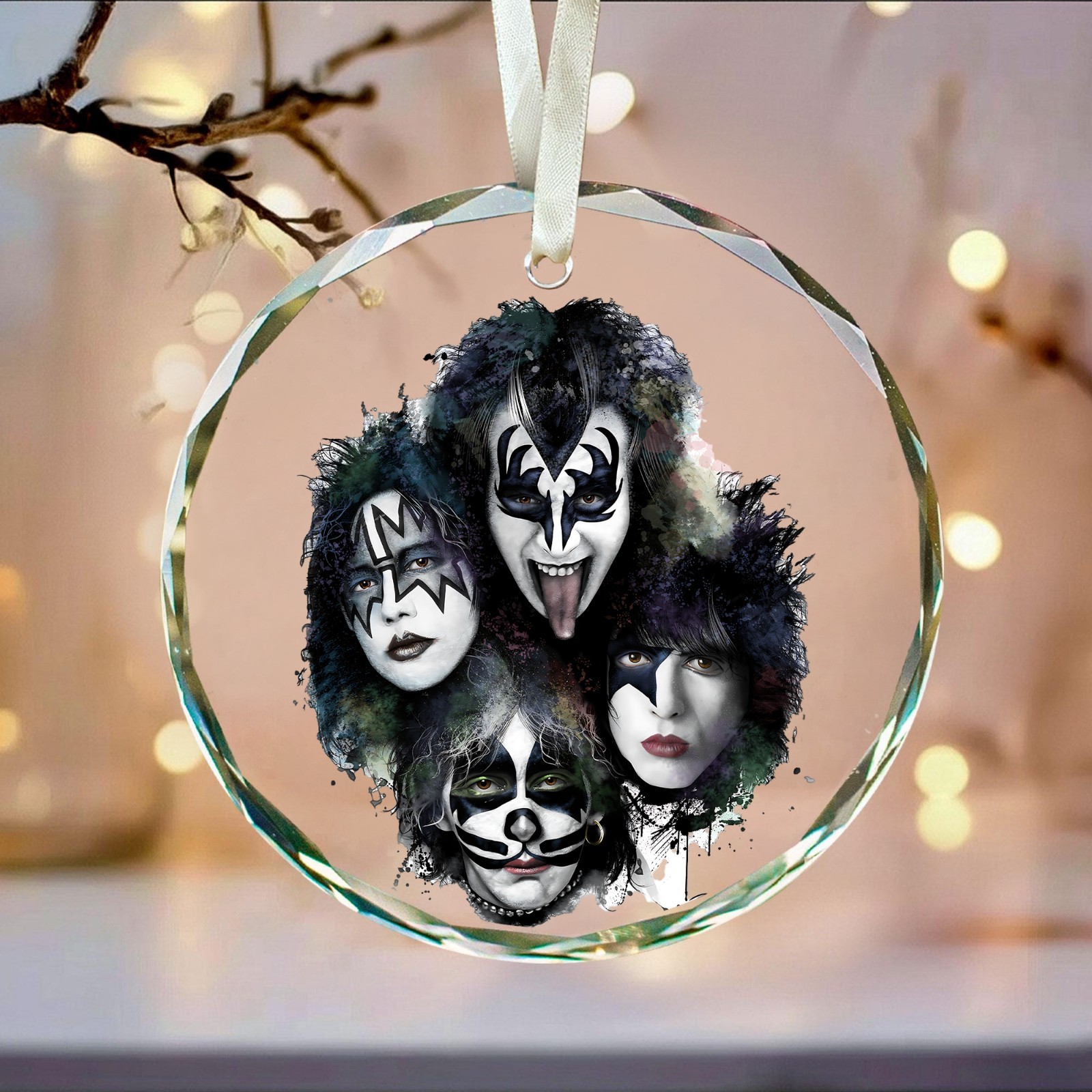 Kiss Christmas Ornament, Celebrity Fan Holiday Gift, Acrylic or Glass