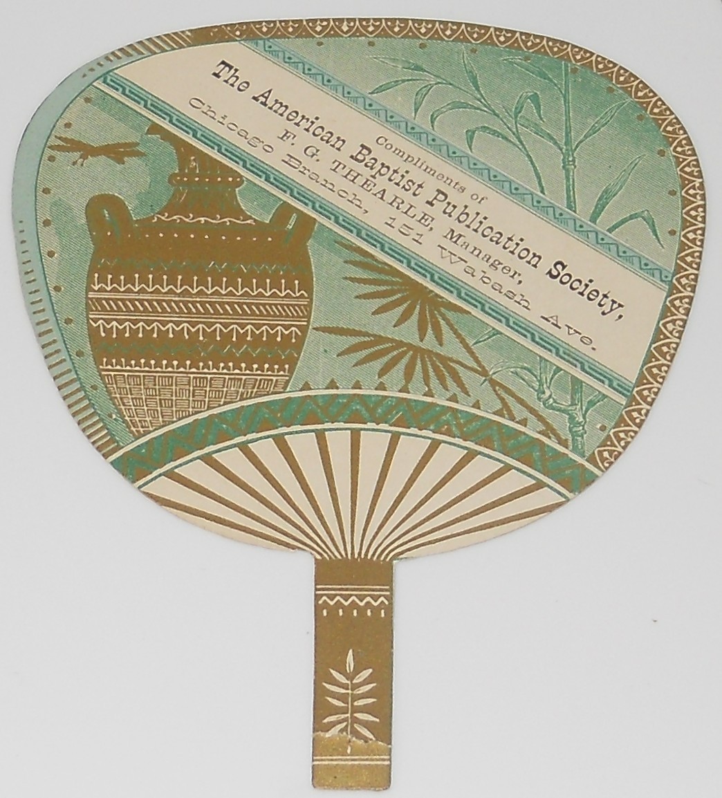 Vtg Victorian Trade Card Advertising Fan~F. G. Thearle Albums Chicago Ad