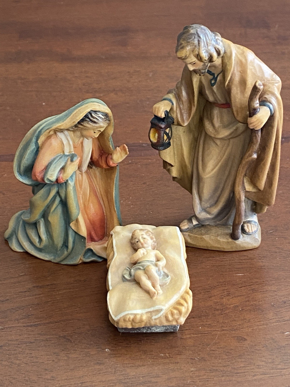 Vintage ANRI BERNARDI NATIVITY HOLY FAMILY SET (JOSEPH MARY INFANT) WOODCARVINGS