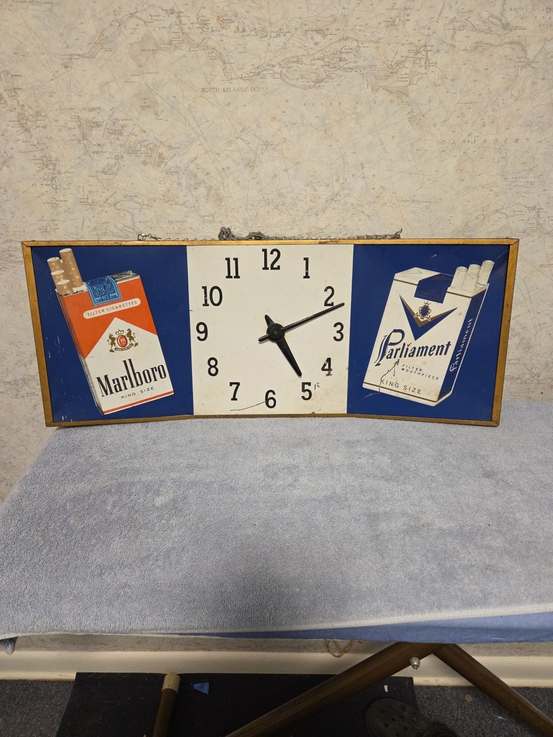 Vintage Marlboro And Parliament Cigarette Advertisement Store Display Clock...