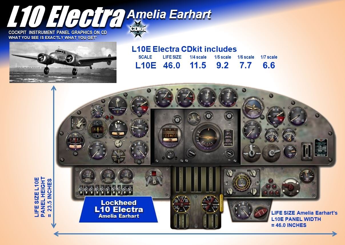 LOCKHEED 10 ELECTRA AMELIA EARHART COCKPIT instrument panel CDkit