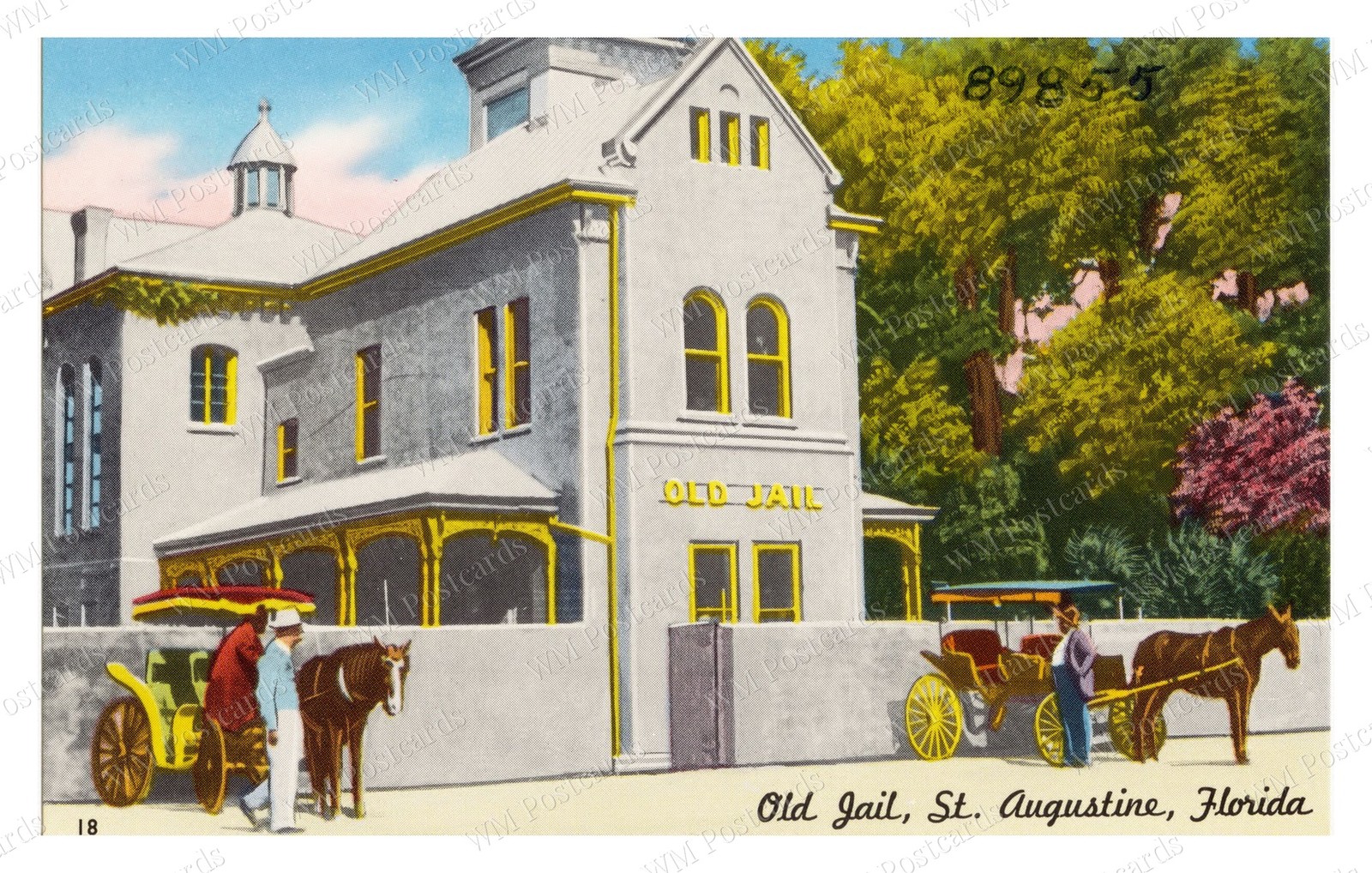 St Augustine Florida 1920s Old Jail Horse Carriages Standard Postcard