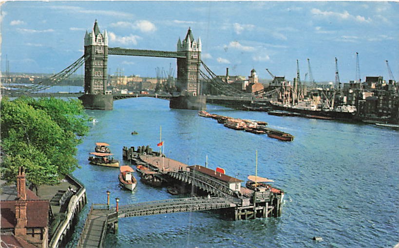 Postcard England: Tower Bridge and Pool of London, London Posted 1968