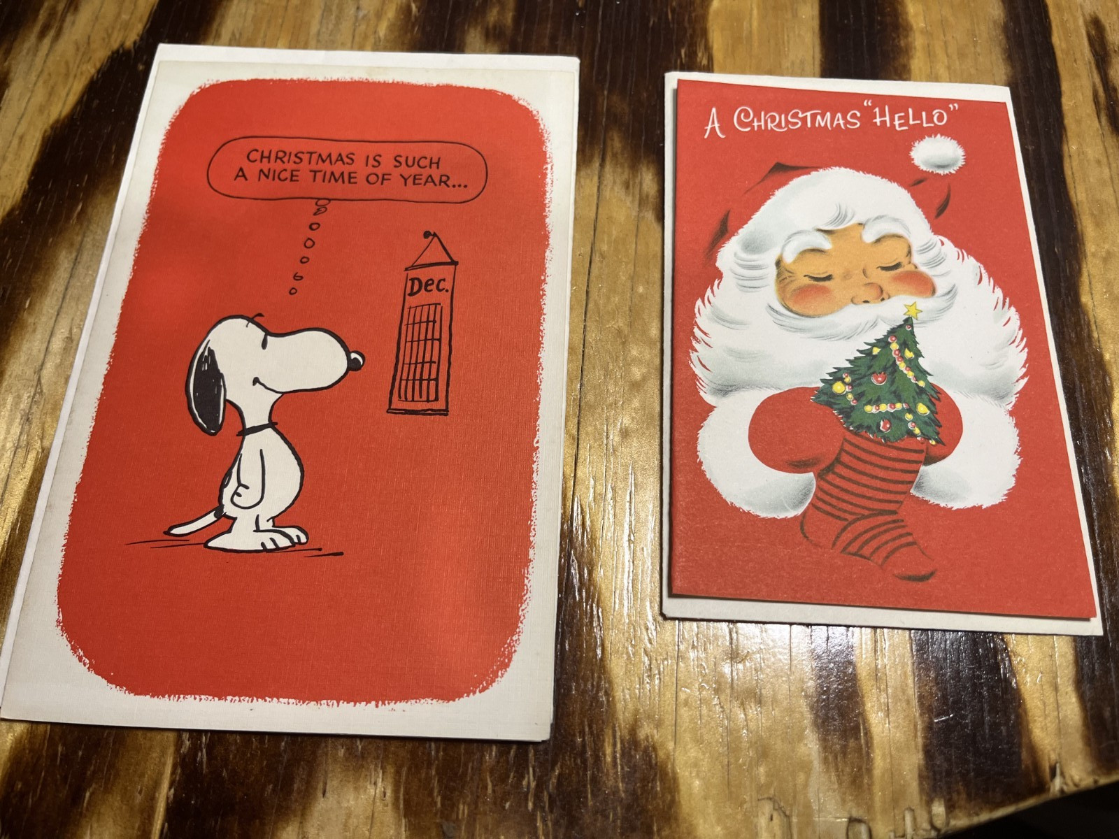 Vintage 1950s Snoopy Christmas Card Hallmark PX 356-4 Norcross Santa Unused Lot