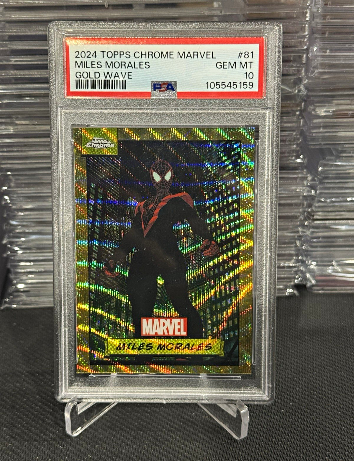 Miles Morales PSA 10 2024 Topps Chrome Marvel Gold Wave #81 Spider-Man