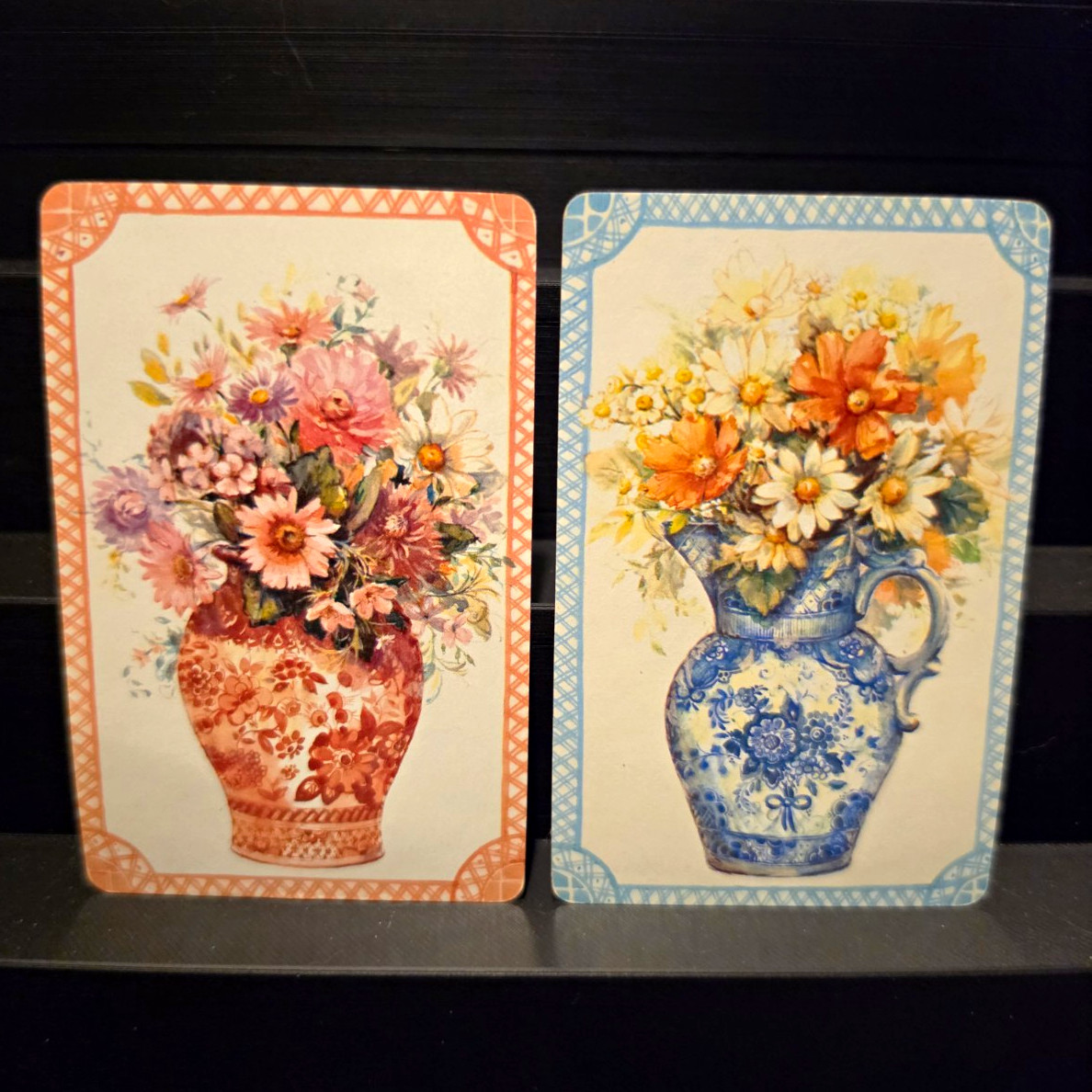 Vintage 1960s Hallmark Single Swap Playing Cards Companion Pair - Floral Bouquet