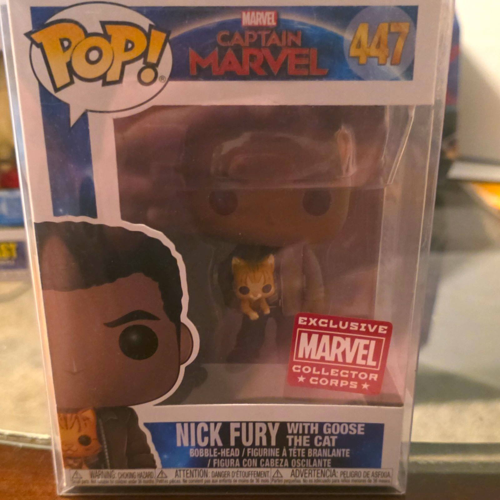 Funko Pop Vinyl Marvel Nick Fury w/ Goose the Cat #447 MCC Exclusive Sold As Is