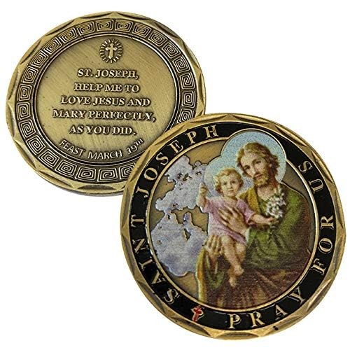 Aizics Mint St Joseph Coin, Saint Catholic Challenge 38Mm X 2Mm