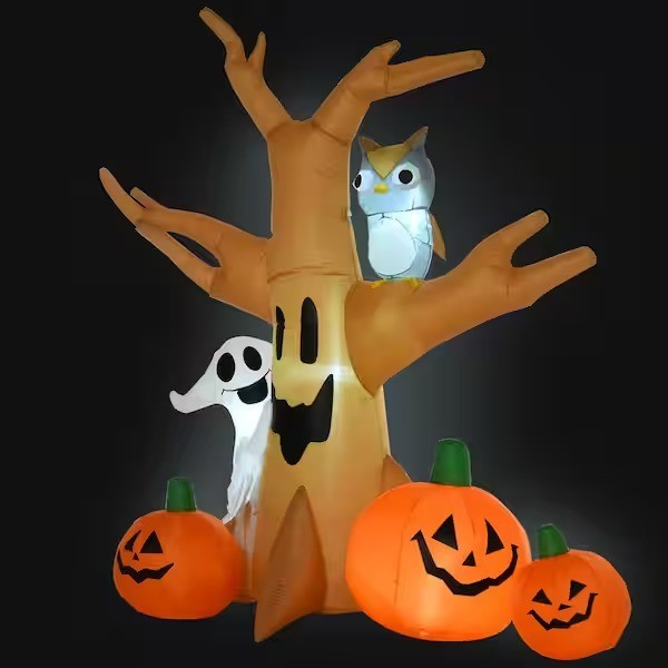 7.5 ft.Halloween Inflatable Scary Dead Tree with Pumpkin & Ghost,Owl, LED Yard