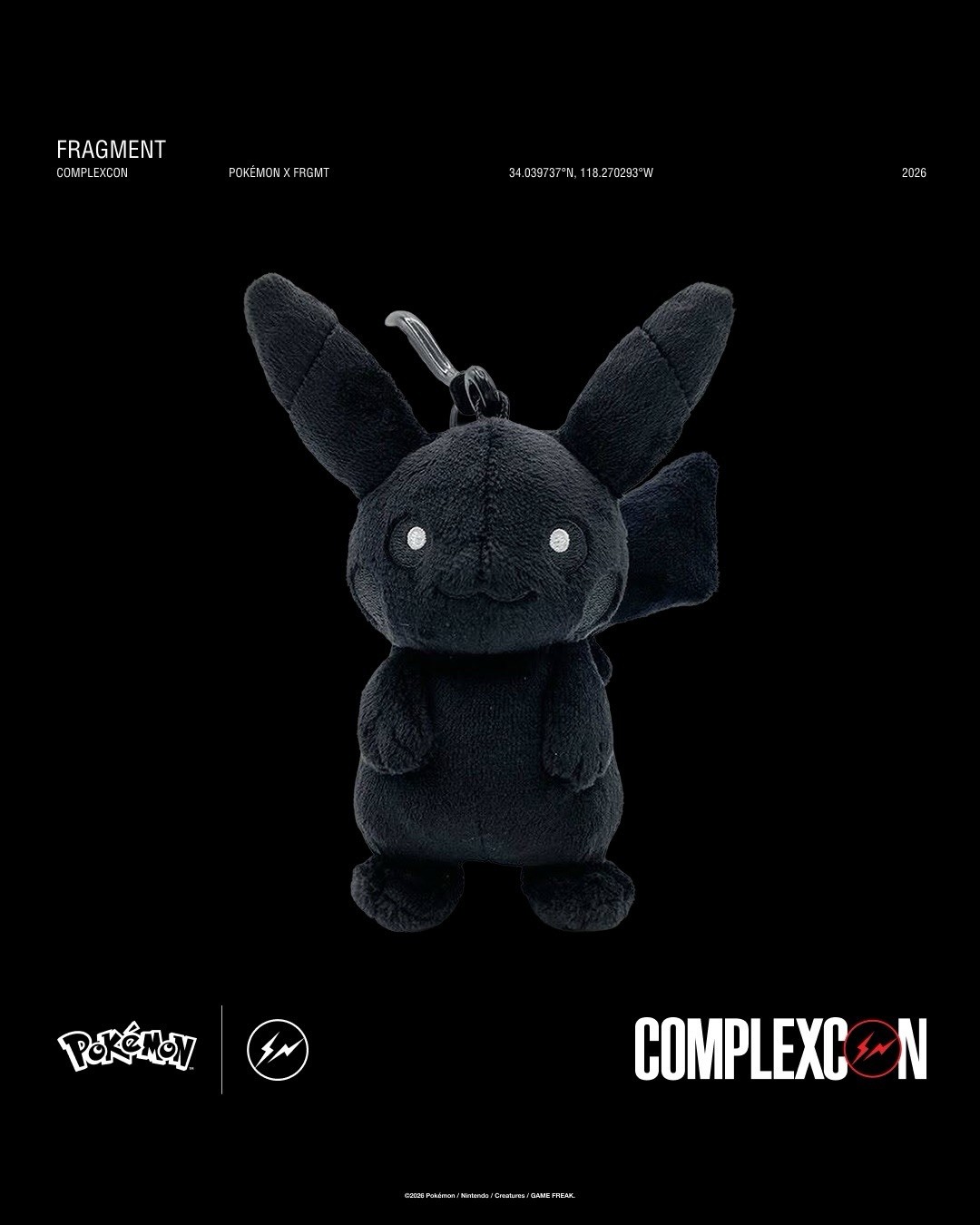 Fragment x Pokemon Pikachu Mascot Plush Key Chain Complexcon 2026 Exclusive