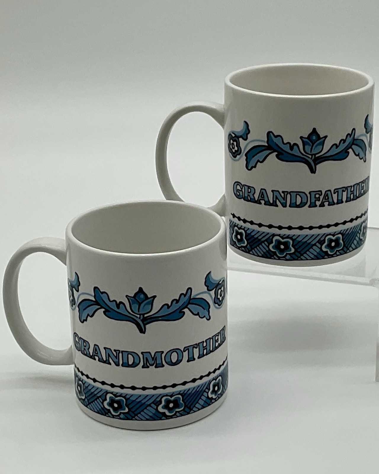 Vintage Bergquist Imports Bestemor Bestefar Grandmother Grandfather Mug Pair