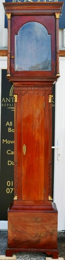 Impressive Antique English Figured Mahogany Grandfather Longcase Clock Case