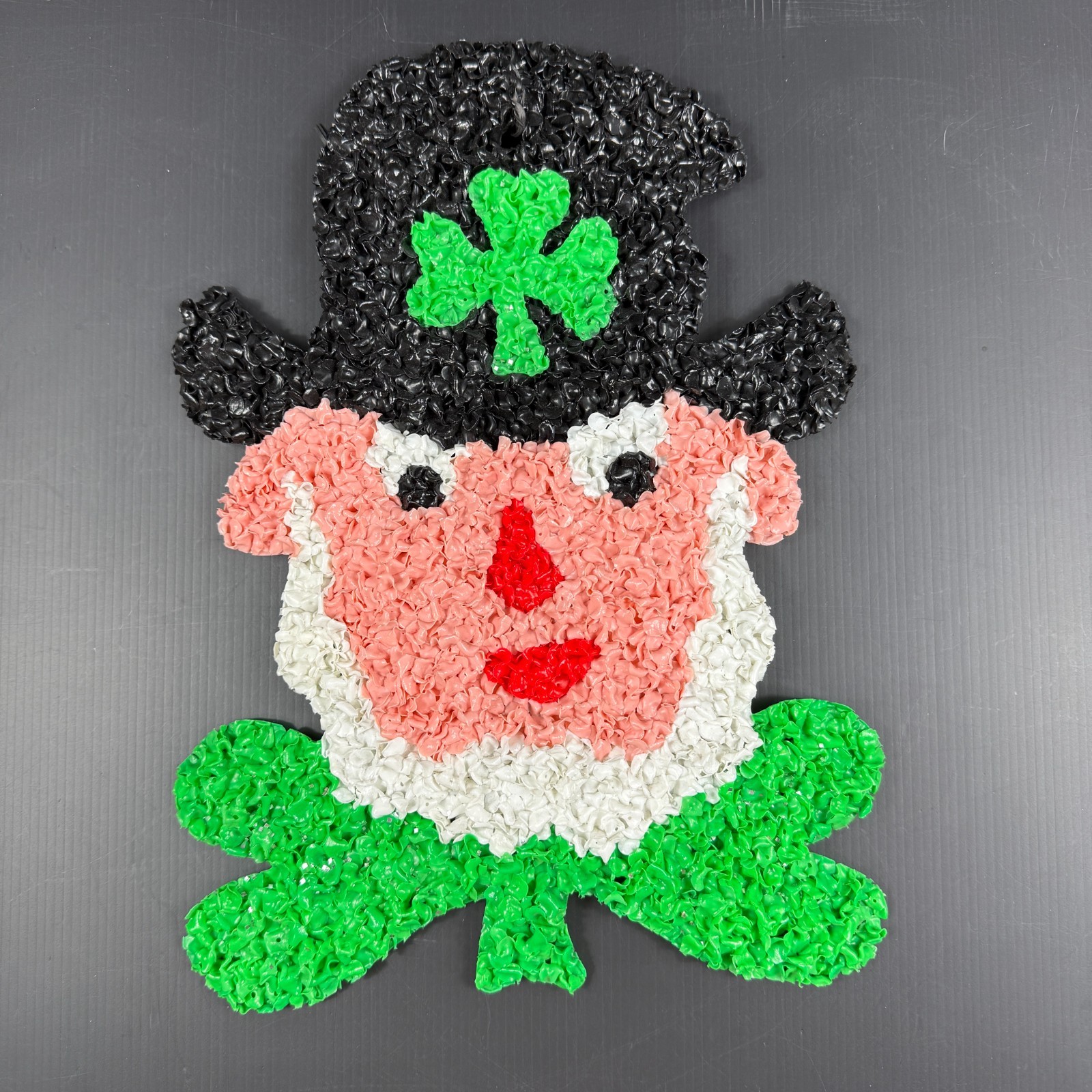 Vintage 1970s St. Patrick's Day Leprechaun Melted Plastic Popcorn Decoration