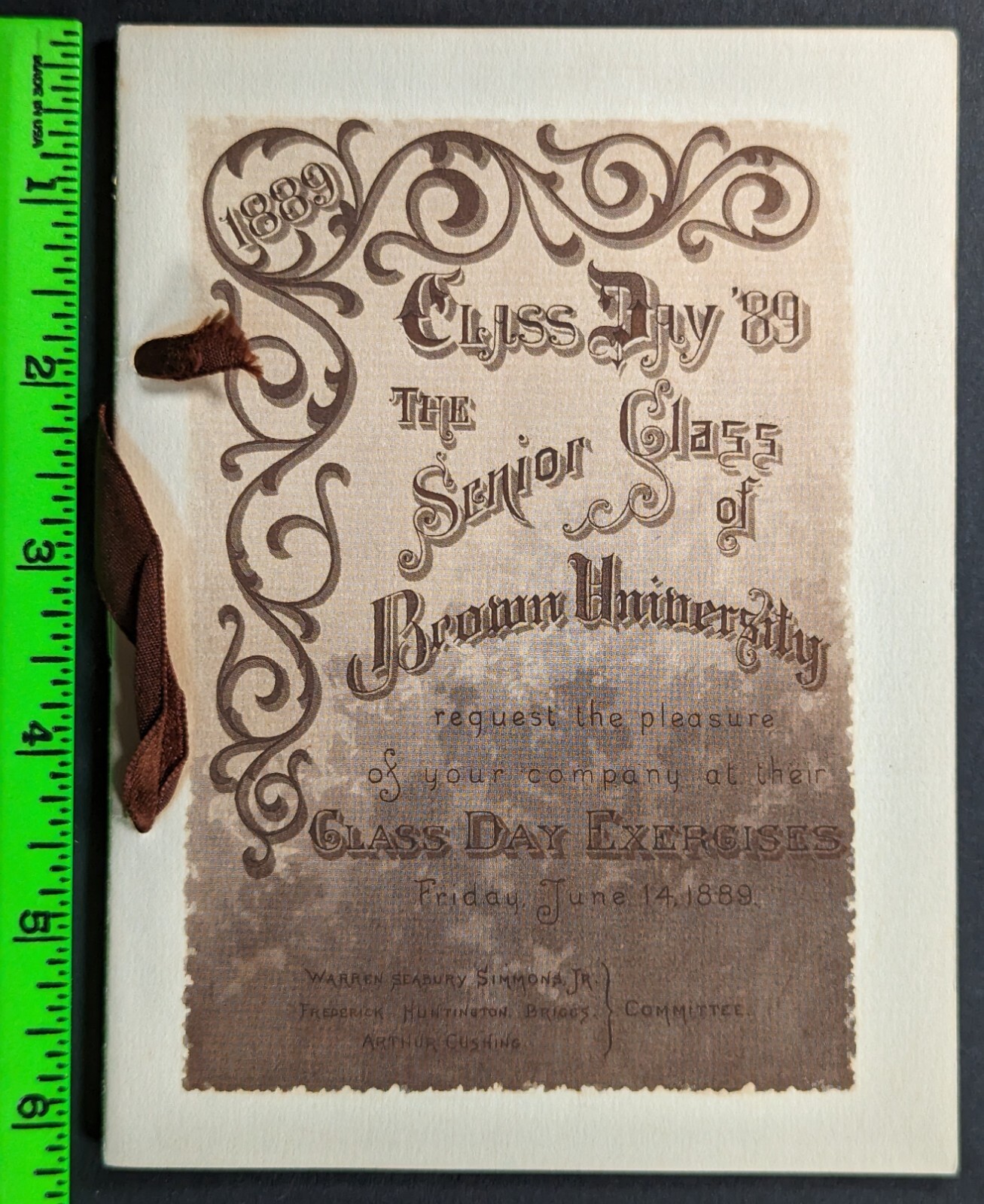Vintage 1889 Senior Class of Brown University Illustrated Graduation Program