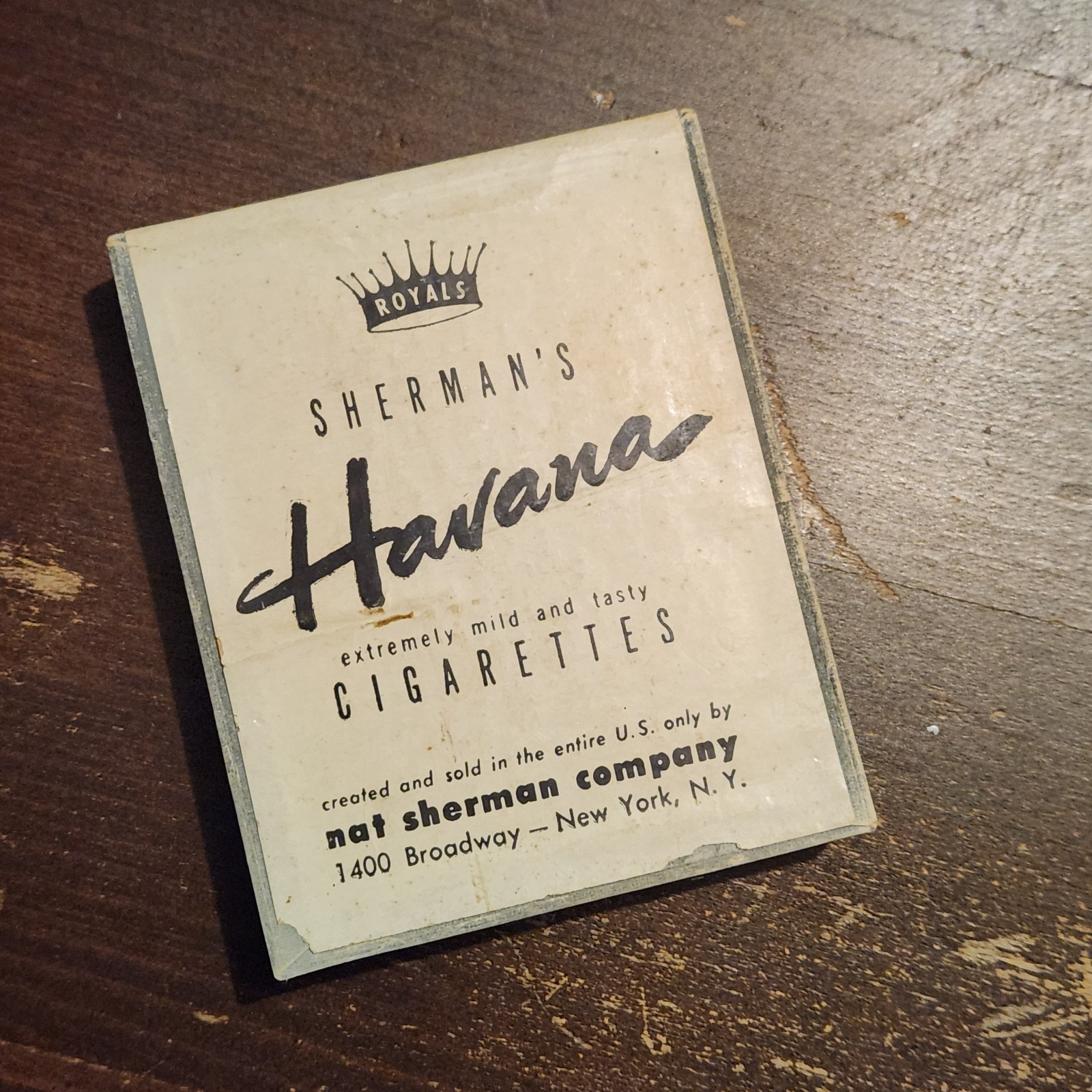 empty cigarette Vintage 1950\'s Shermans Havana\'s 
