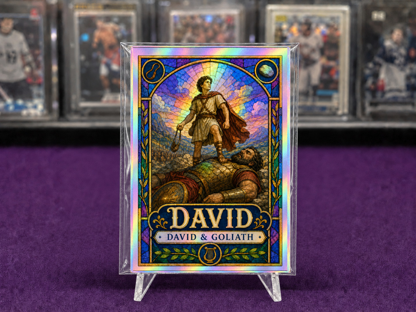 David & Goliath Foil Holo Custom Christian Trading Art Card Faith Biblical