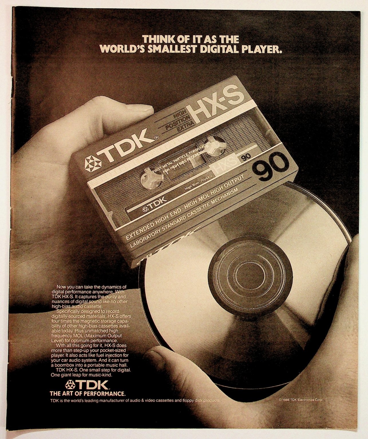 TDK HX-S 90 Cassette Tape Vintage 1986 Magazine Ad Digital Player Era