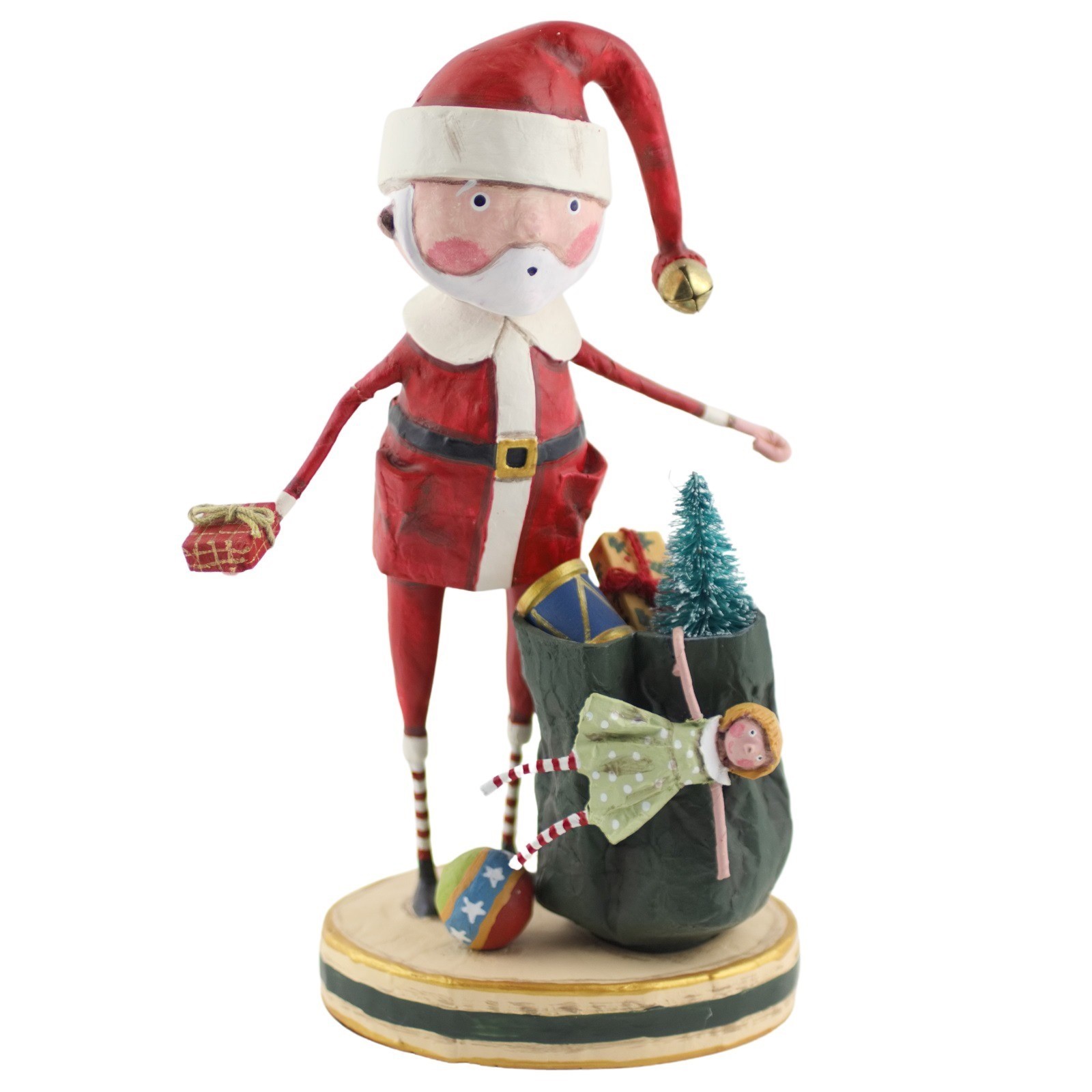 Lori Mitchell Santa and his Sack Christmas Figurine Folk Art Decor