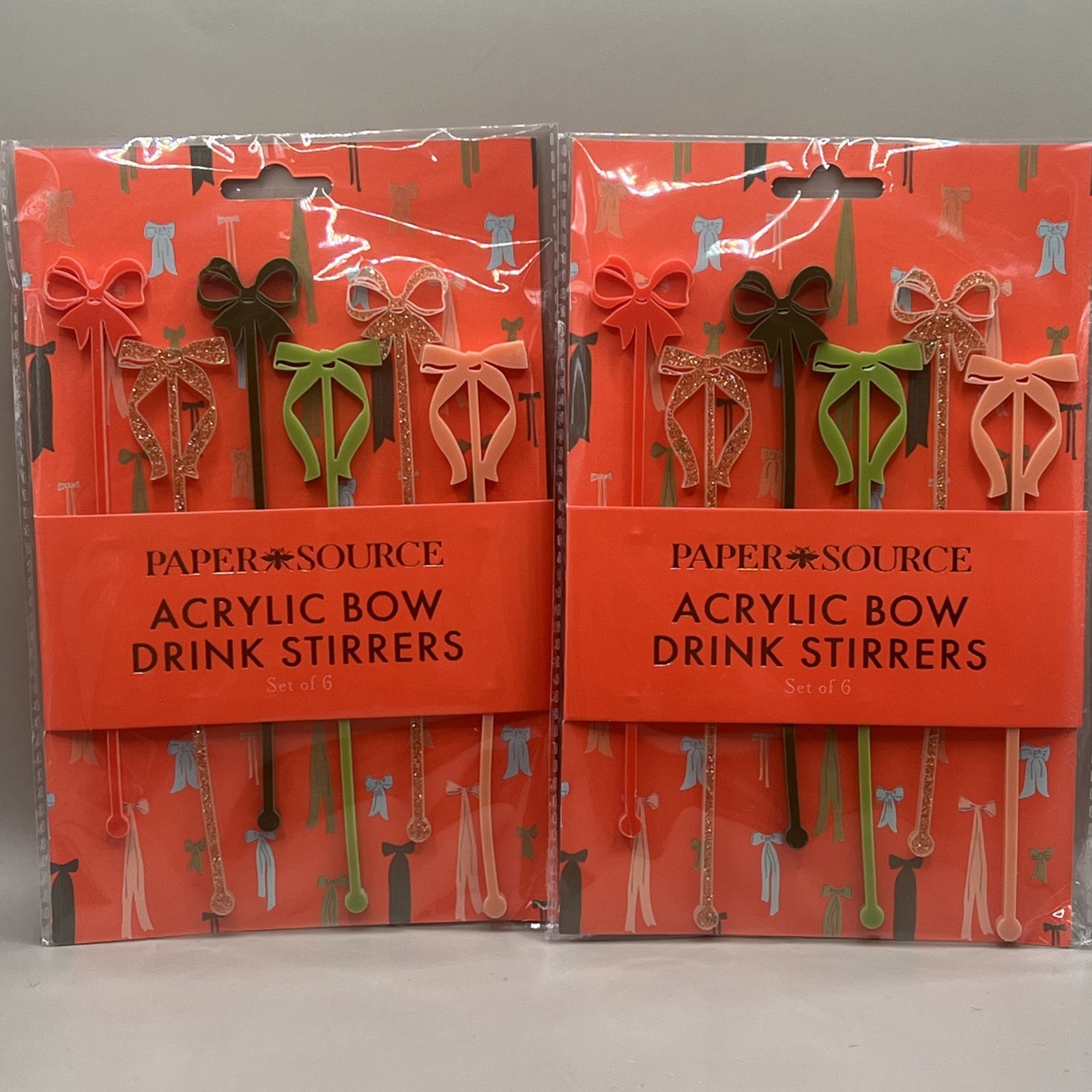 Paper Source Acrylic Bow Drink Stirrers 2 Sets Of 6