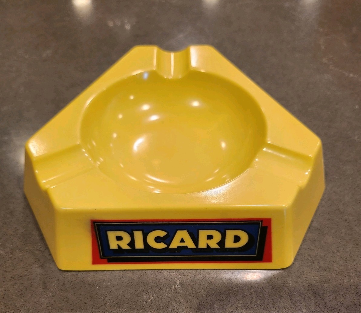 Vintage Advertising Ricard Yellow Triangle Ashtray Plastorex Made In France