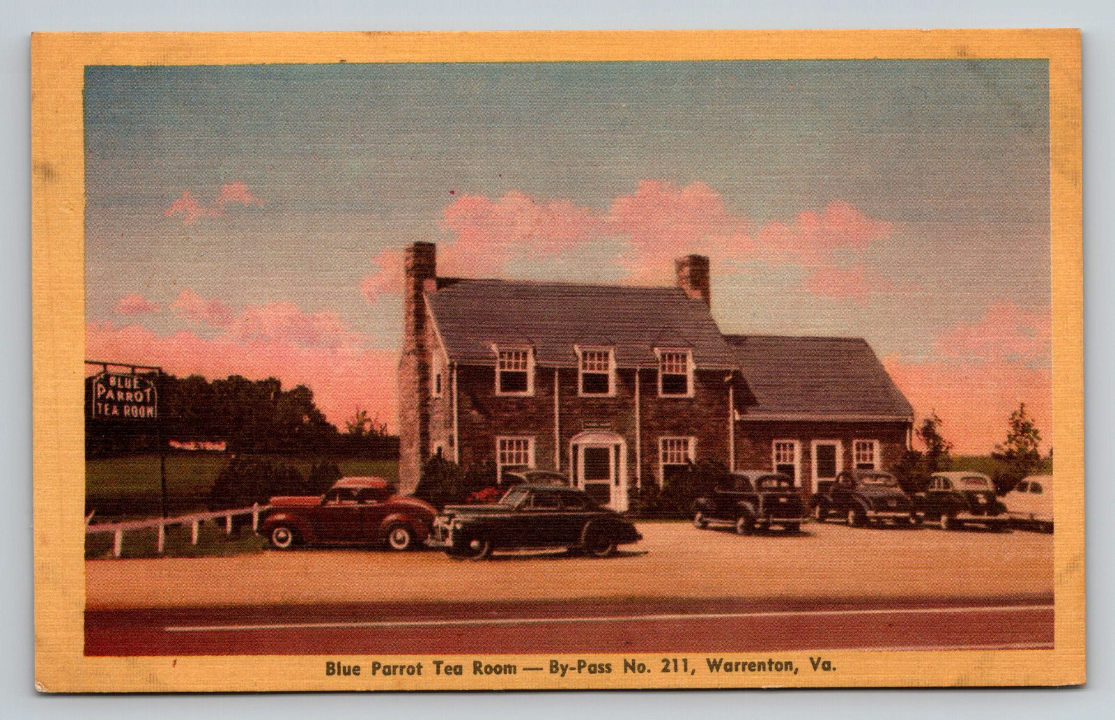 Warrenton Virginia Blue Parrot Tea Room Restaurant Postcard VA