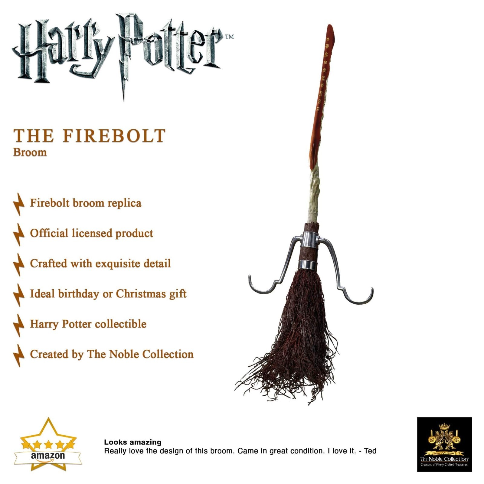 Harry Potter Noble Collection Firebolt Broom Replica Full Size 61