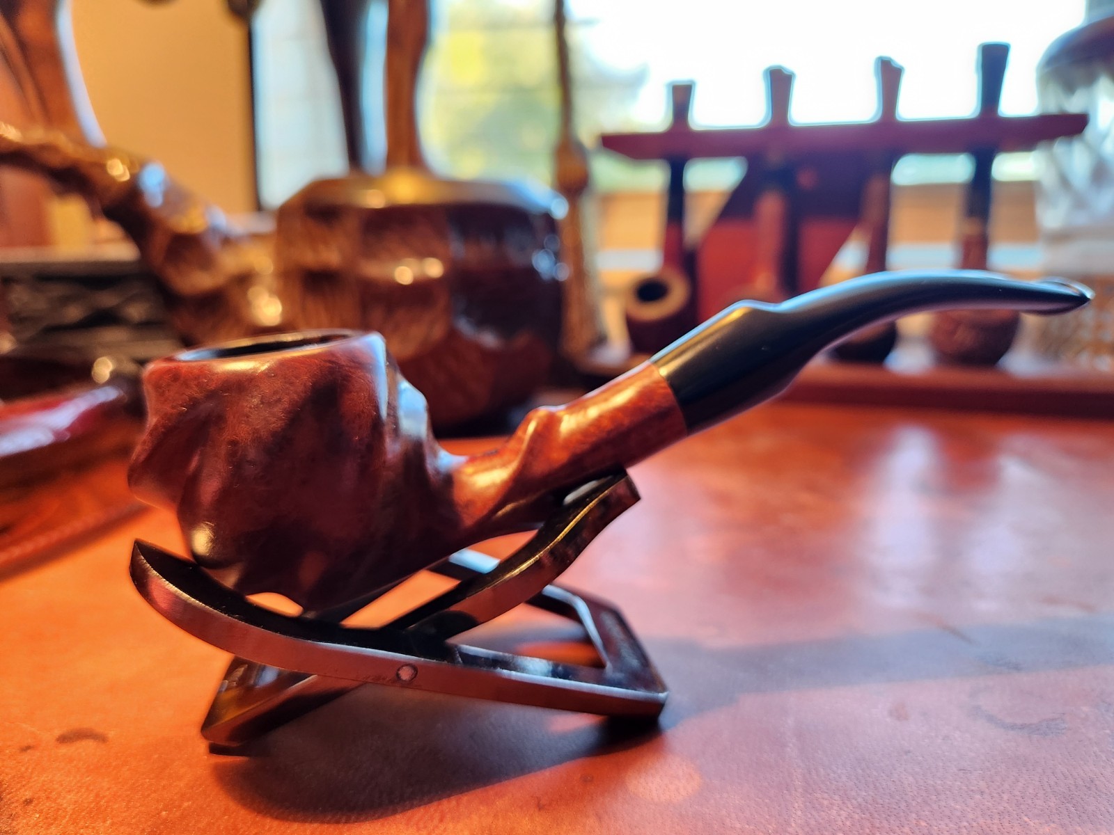 Vintage Edwards Algerian Briar Freehand Estate Tobacco Pipe Carved Rustic