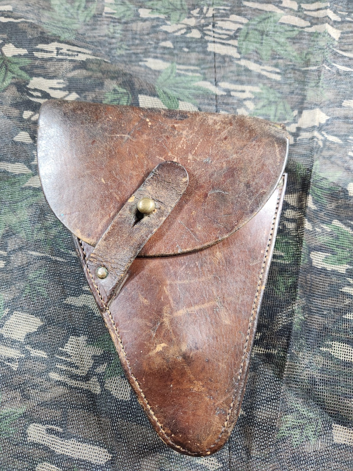 Vintage WWI French Ruby M1916 Brown Leather Pistol Holster Rare Engineer Issue