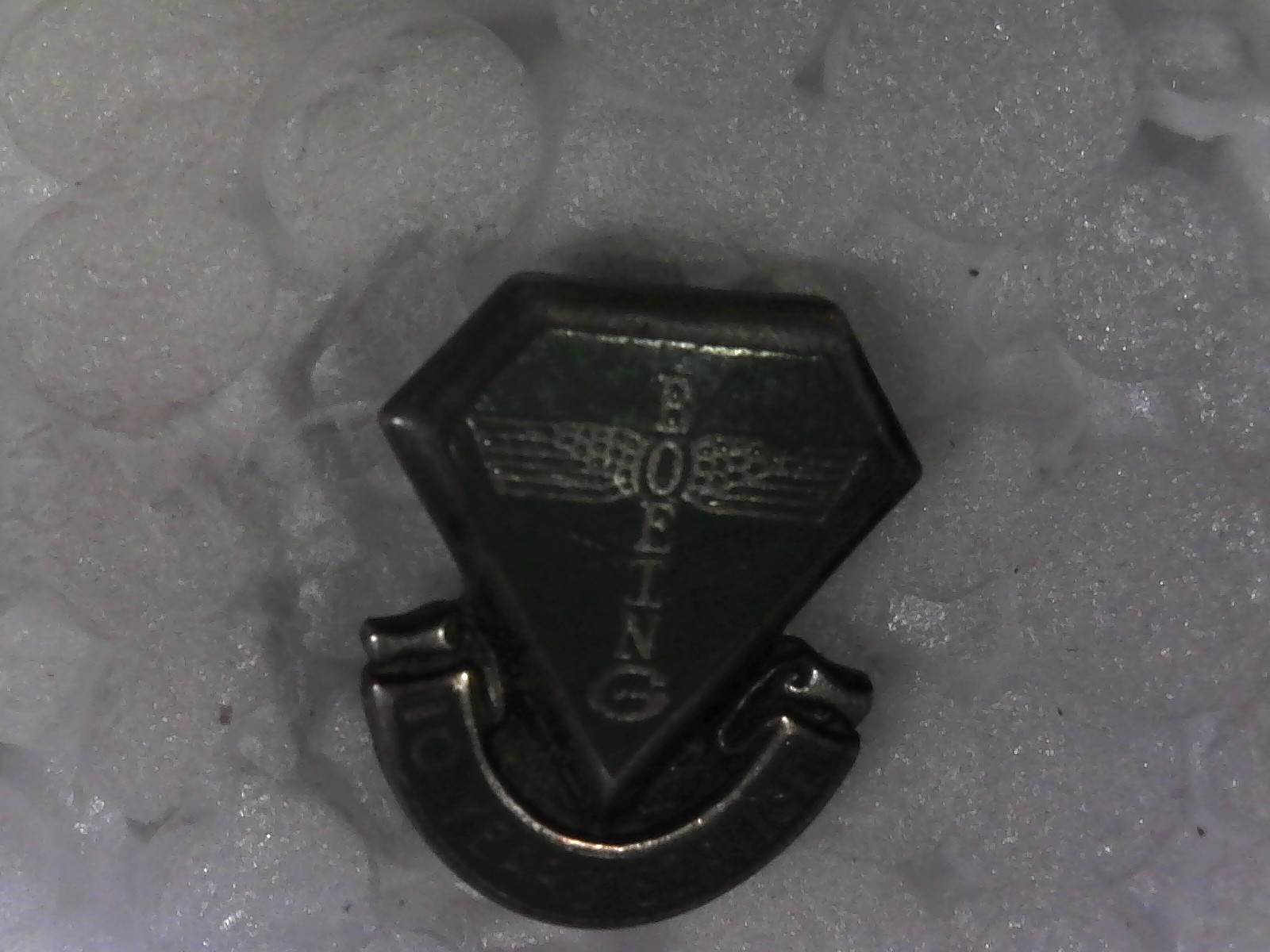 Rare Vintage Boeing 10 Years Service Award Pinback Pin Green & Silver Enamel