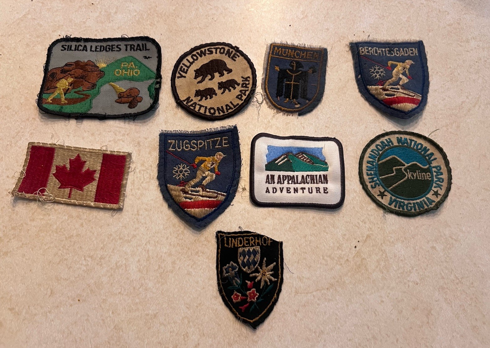 Vintage Embroidered Travel Patches 9 Souvenir Yellowstone + More Distressed