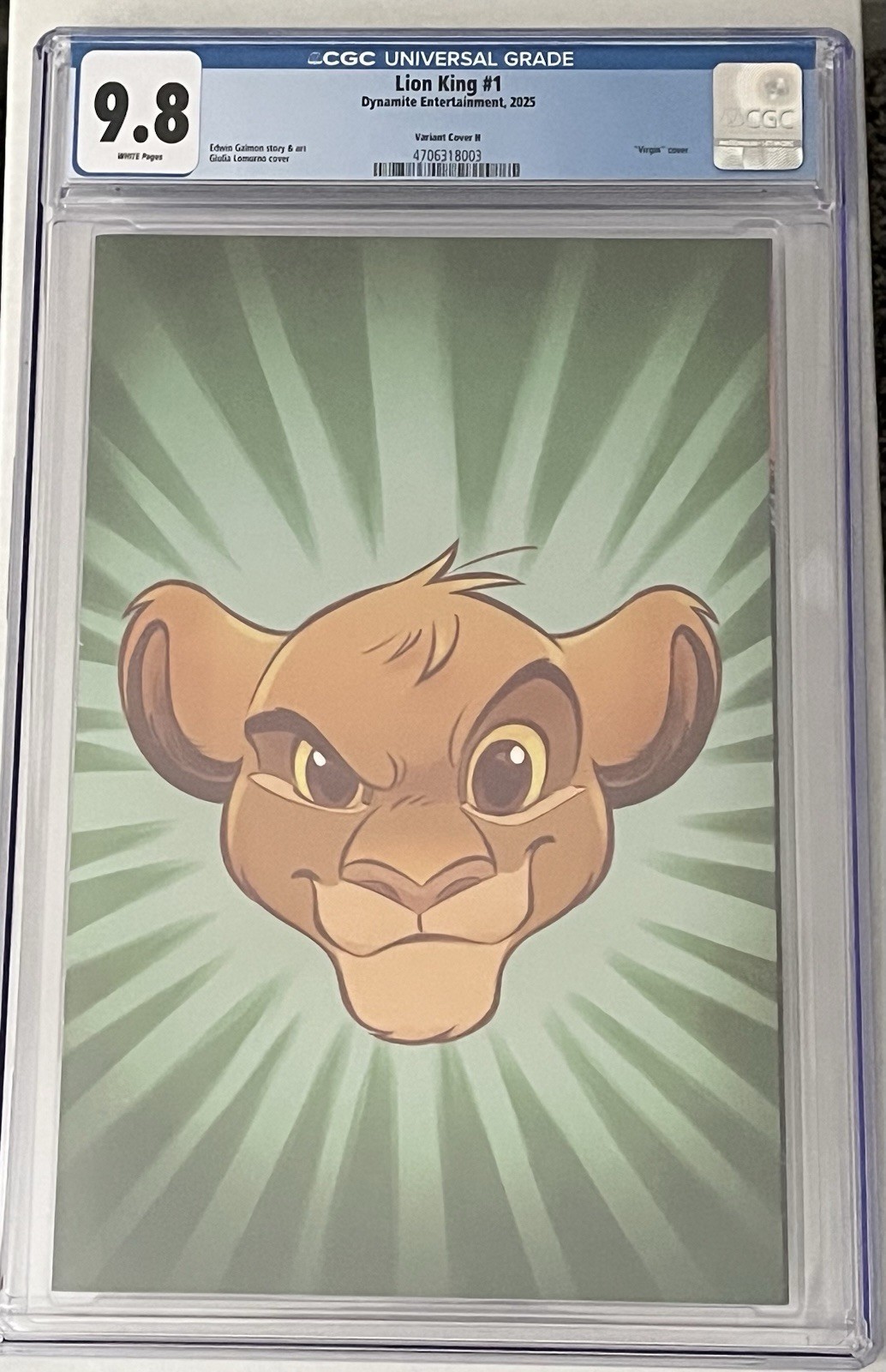 The Lion King #1 CGC 9.8 Cover H by Giulia Lumunro 1:10 Incentive Virgin Simba