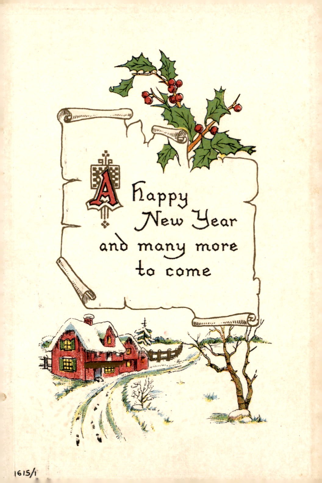 New Year, 1915, Mrs. L. Thurston, Brookfield, Gelmisis, Nors B. Berg, Postcard