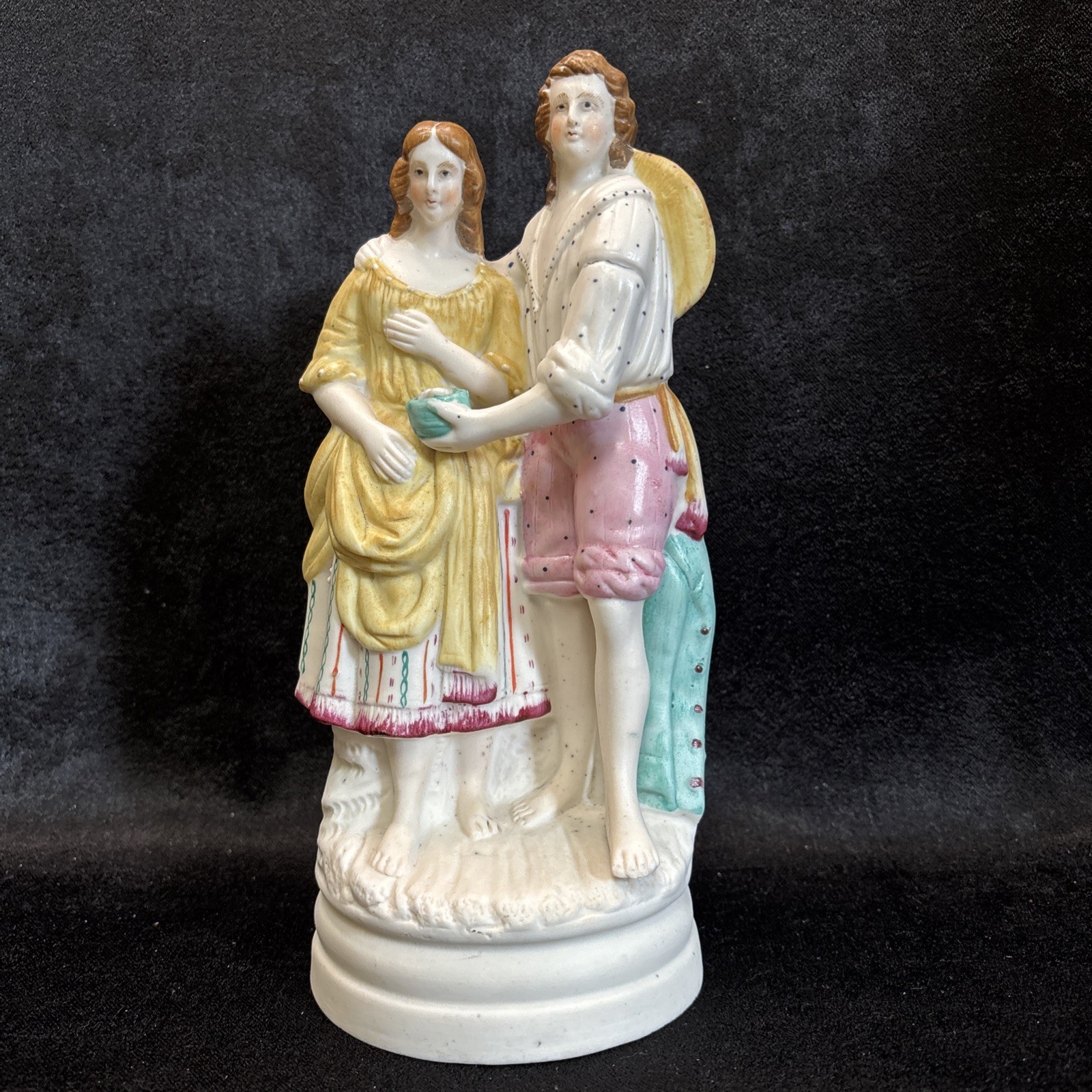 Antiq Victorian Staffordshire Earthenware The Bird Nesters Courting Couple 9.25\