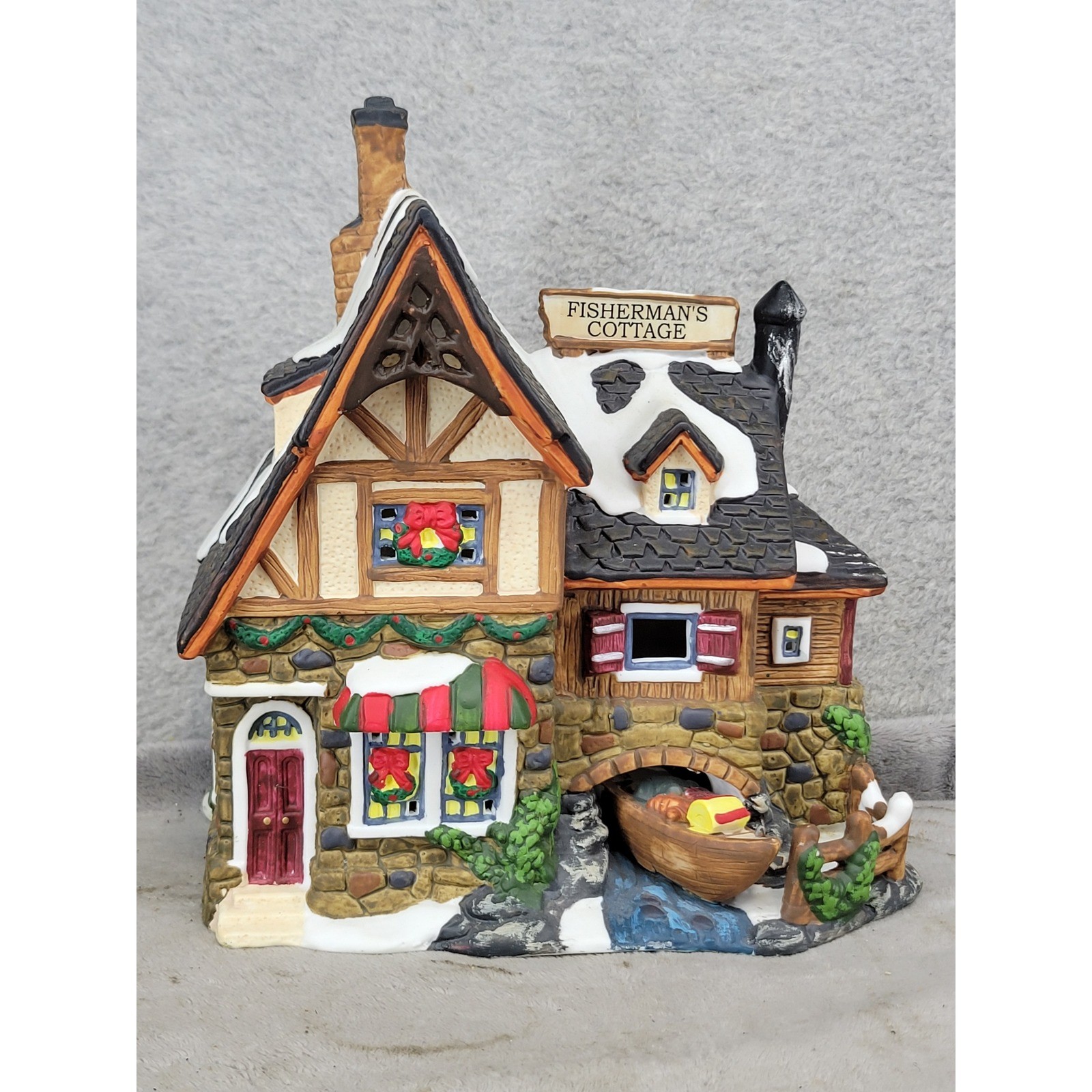 Vintage Fisherman's Cottage Christmas Village House 2000 Decor