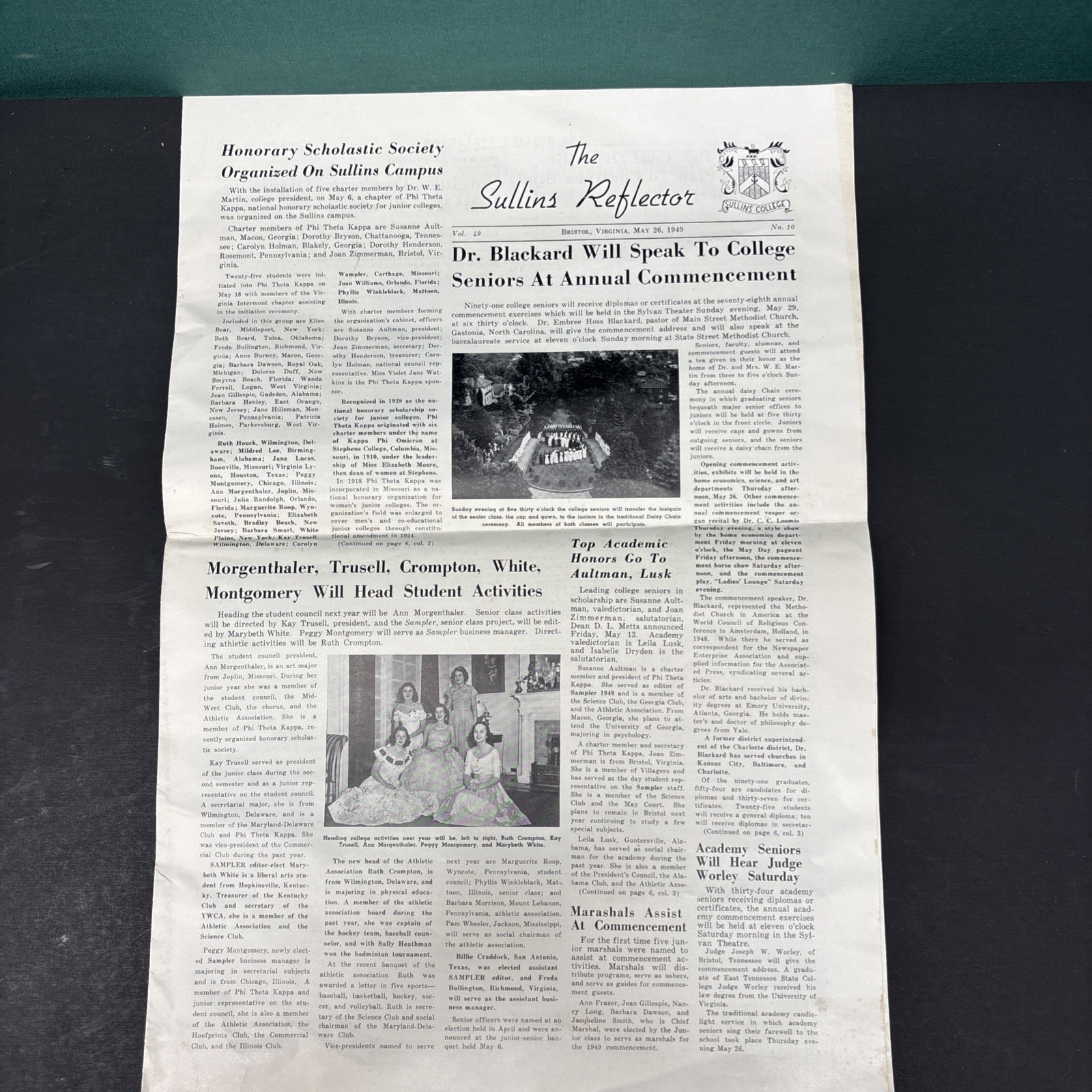 Vintage 1949 The Sullins Reflector Newspaper Bristol VA College Commencement