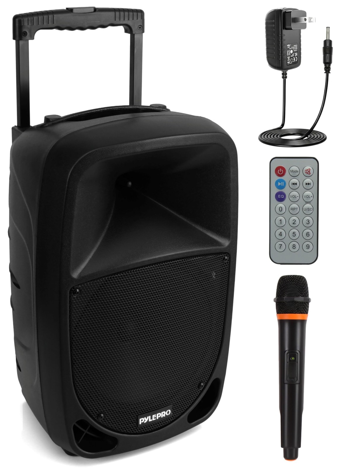 Pyle PSBT105A - 1000W Portable Bluetooth PA Speaker, 10'' 10 inch, Black