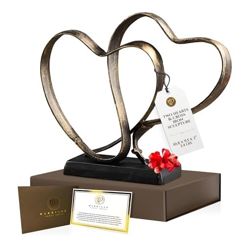 Iron Sculpture Bundle Anniversary Gift for Couple with Card and Box
