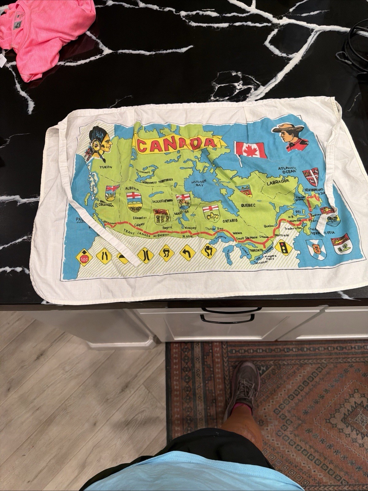 Vintage Canadian Souvenir Novelty Half-Apron (Trans-Canada Highway Map)