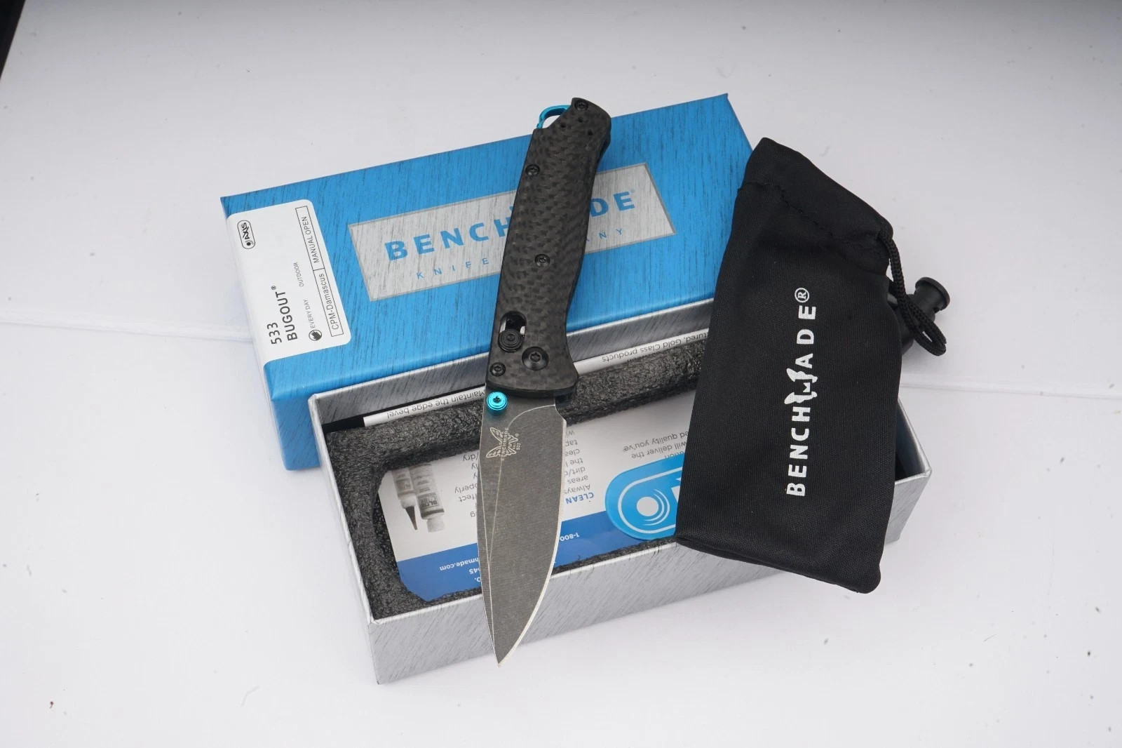Benchmade 535 Bugout Folding Knife Black Carbon Fiber Handle S90V Blade