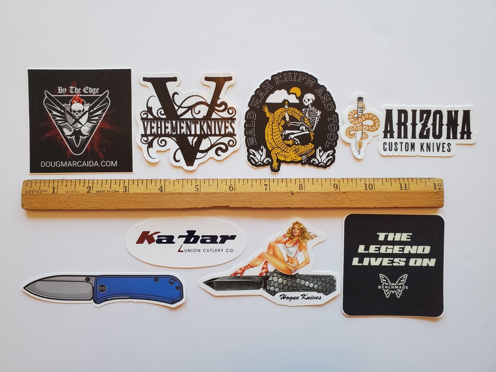 Knife Sticker Lot Doug Marcaida Vehement Knives AZ Custom Kabar Hogue Benchmade