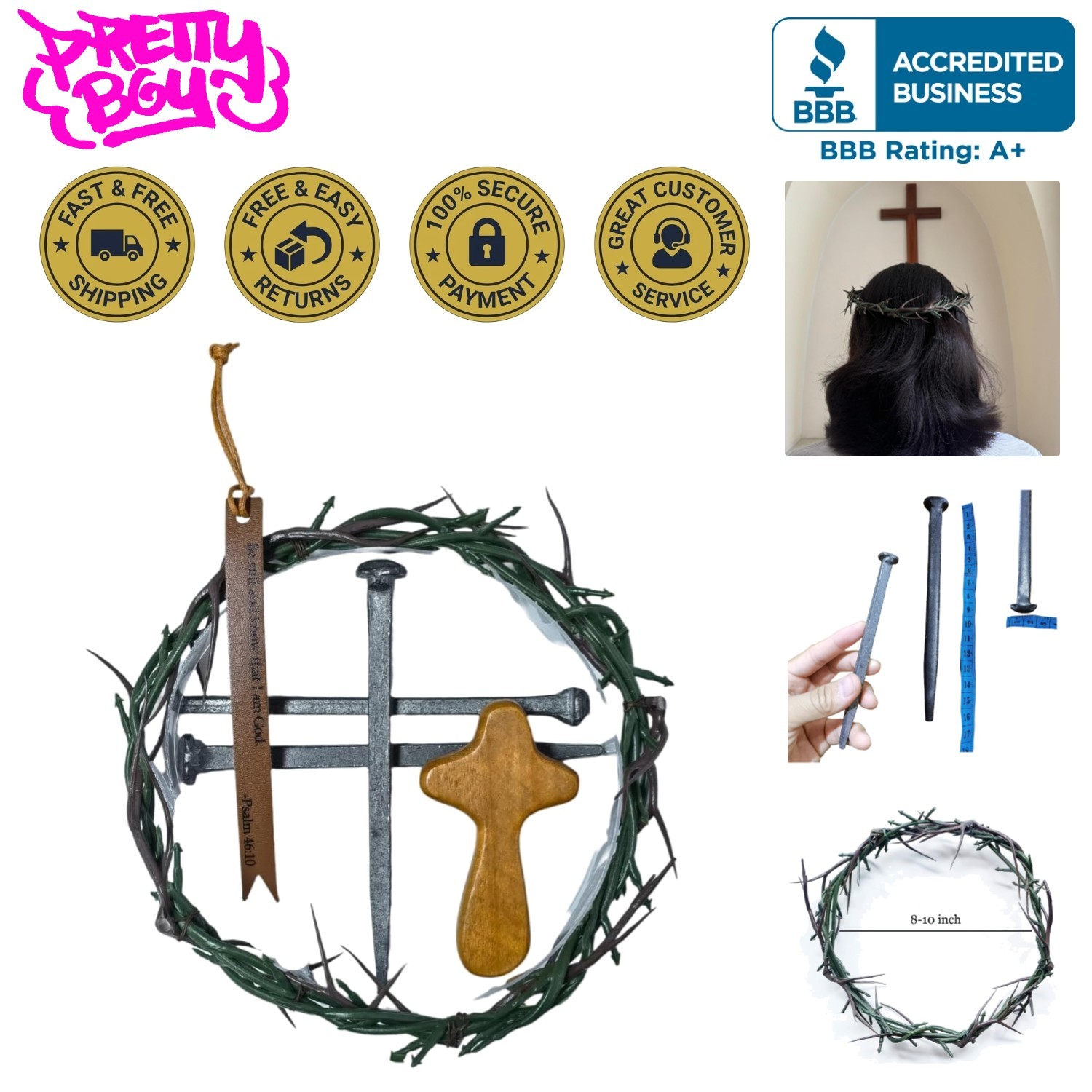 Crown of Thorns and Crucifixion Nails Gift Set - Perfect for Easter Celebrations