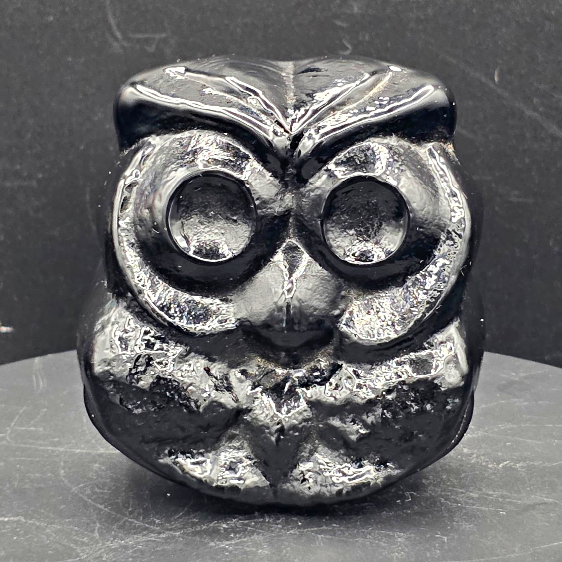 Blenko Black Art Glass Owl Figurine Rare 2018 Limited Production Signed   