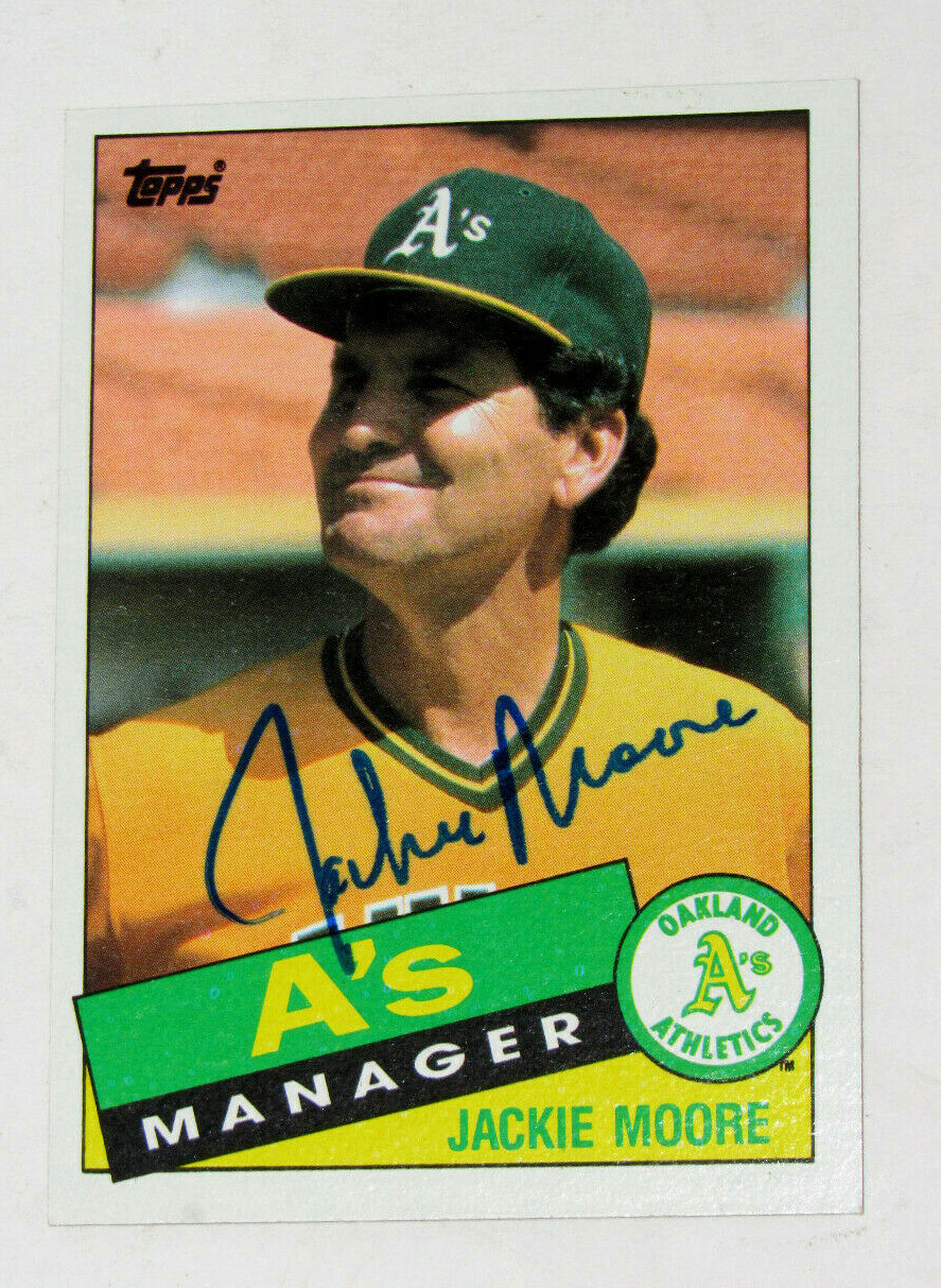 Jackie Moore Autographed Baseball Card 1985 Oakland A\'s