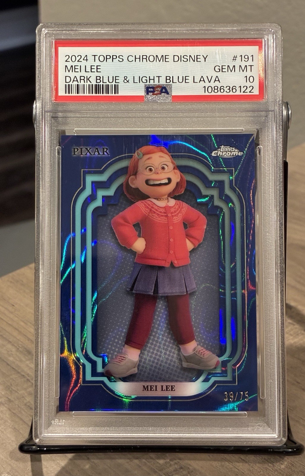 2024 Topps Chrome Disney Mei Lee Dark & Light Blue Refractor /75 PSA 10