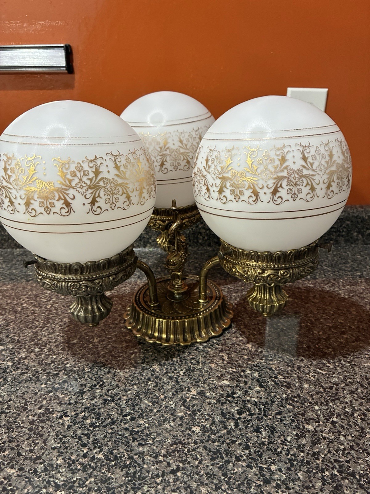 Vintage MCM Hollywood Regency Style Three Globe Light.