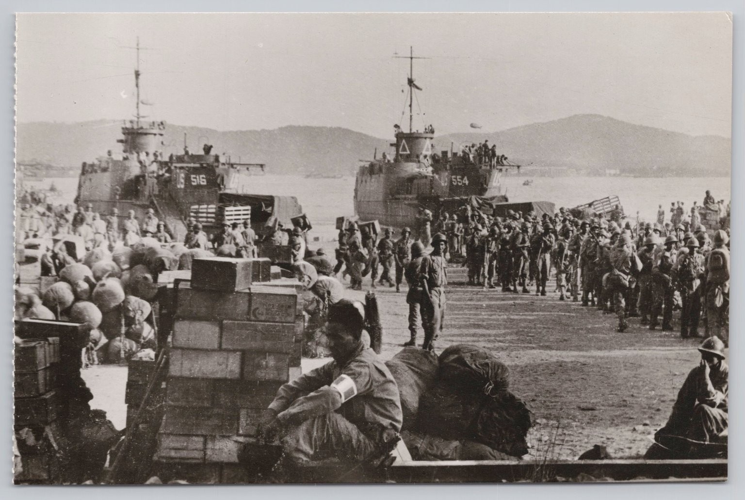 1944 St-Raphaël D-Day French Troops Landing WWII Real Photo RPPC Postcard