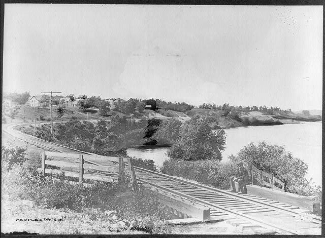 Janesville Wisconsin Rock River C&NW Ry Railroad Tracks 1907 Young Man