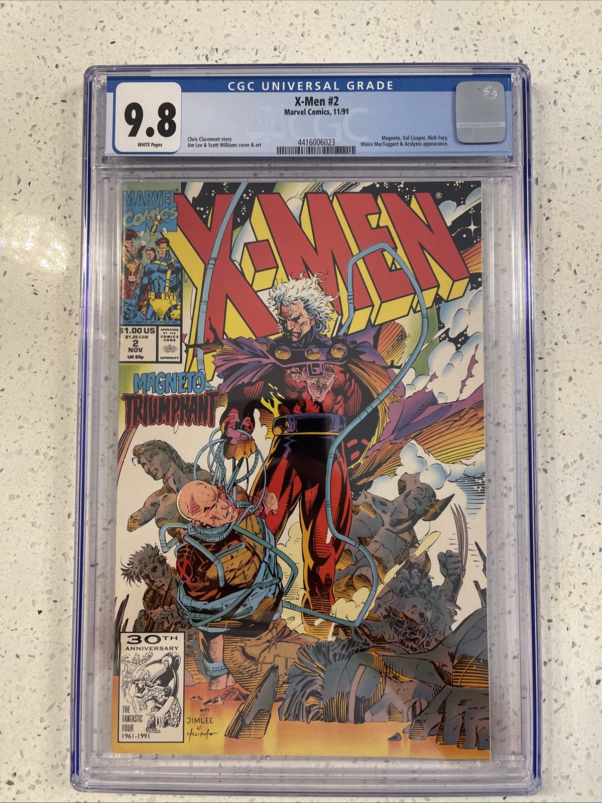 X-Men 2 (1991) CGC 9.8 White Pages Magneto Appearance Marvel Comics Jim Lee