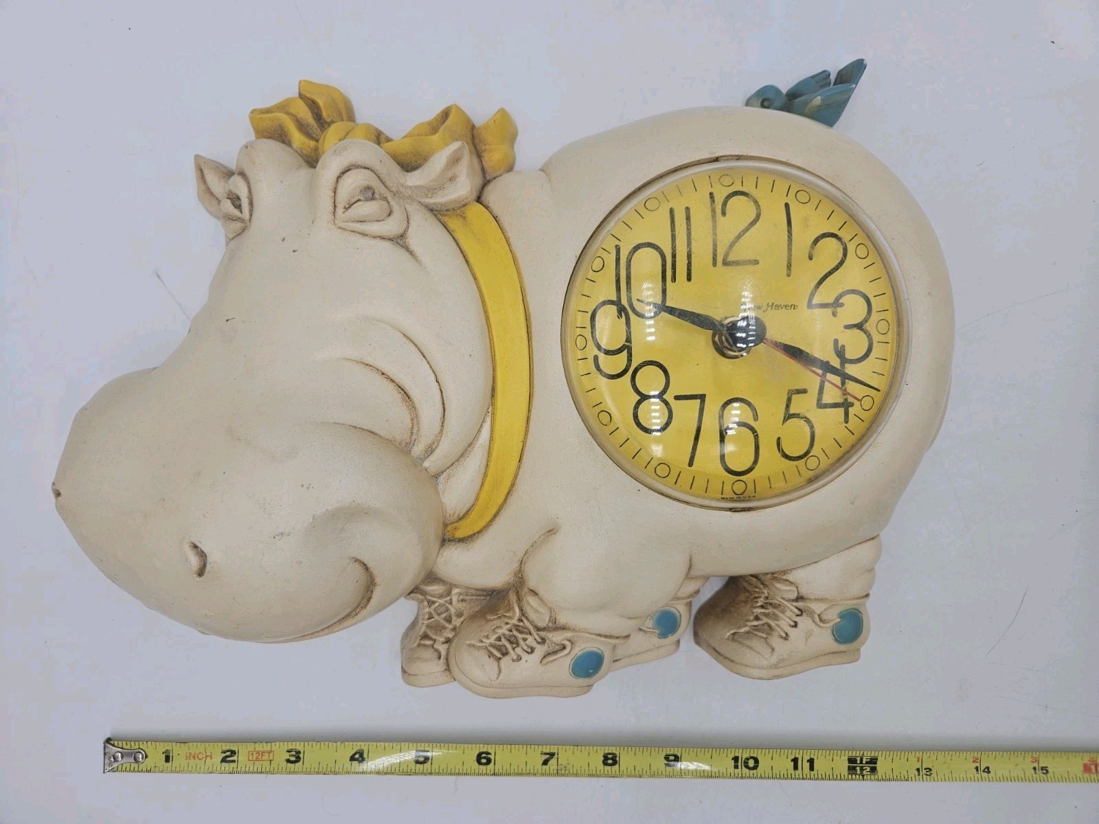 Vintage 1970s Smiling Hippopotamus Sneakers Burwood Wall Clock WORKS House Hippo